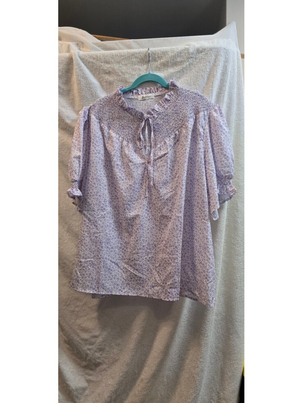 Lavender floral short sleeve blouse